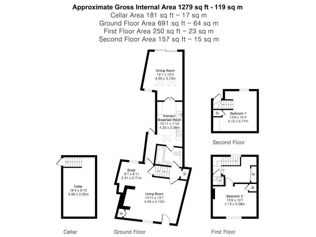 Floorplans For Castle Street, Saffron Walden