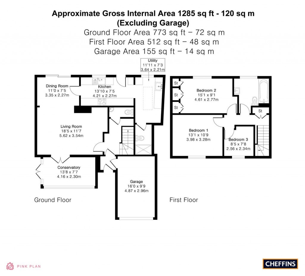 Floorplans For Pear Tree Cottage, Hildersham, Cambridge