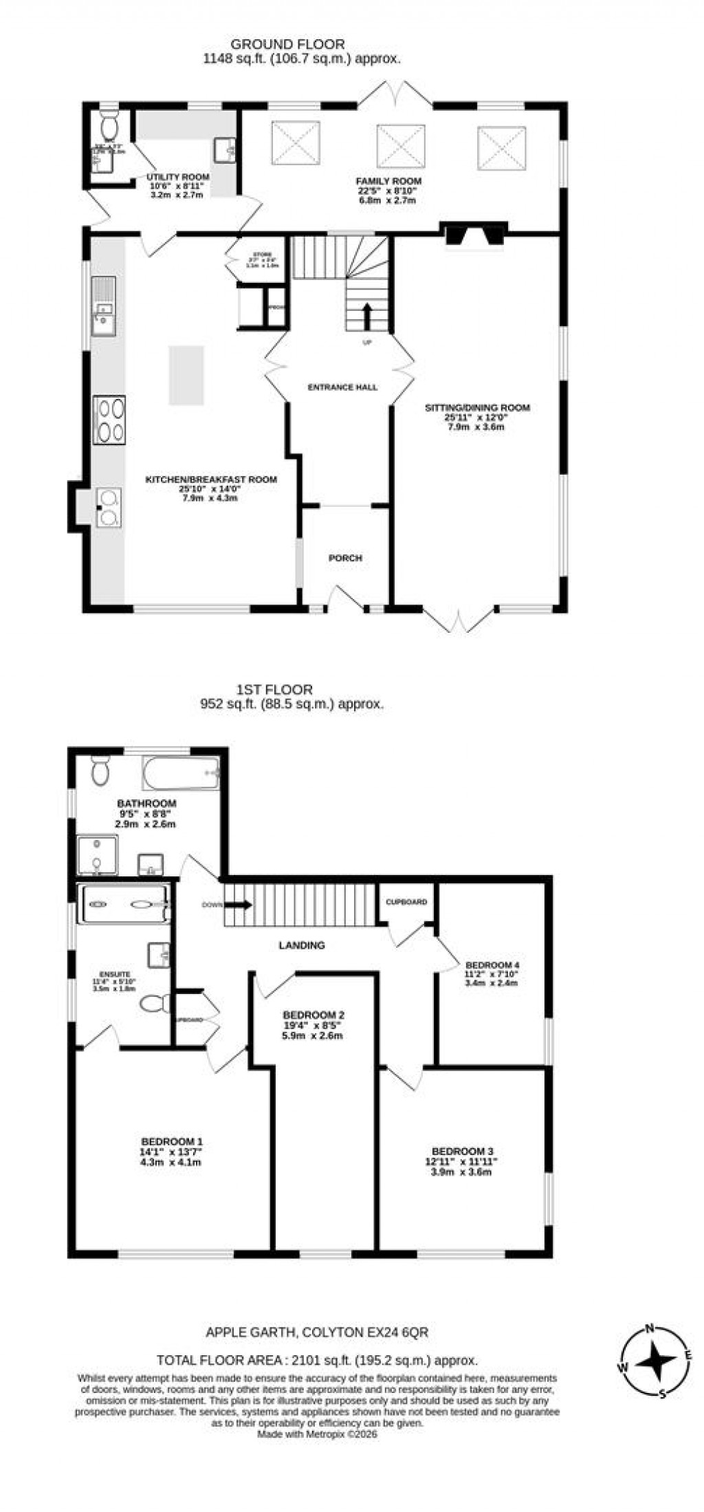 Floorplans For Popes Lane, Colyford, Colyton