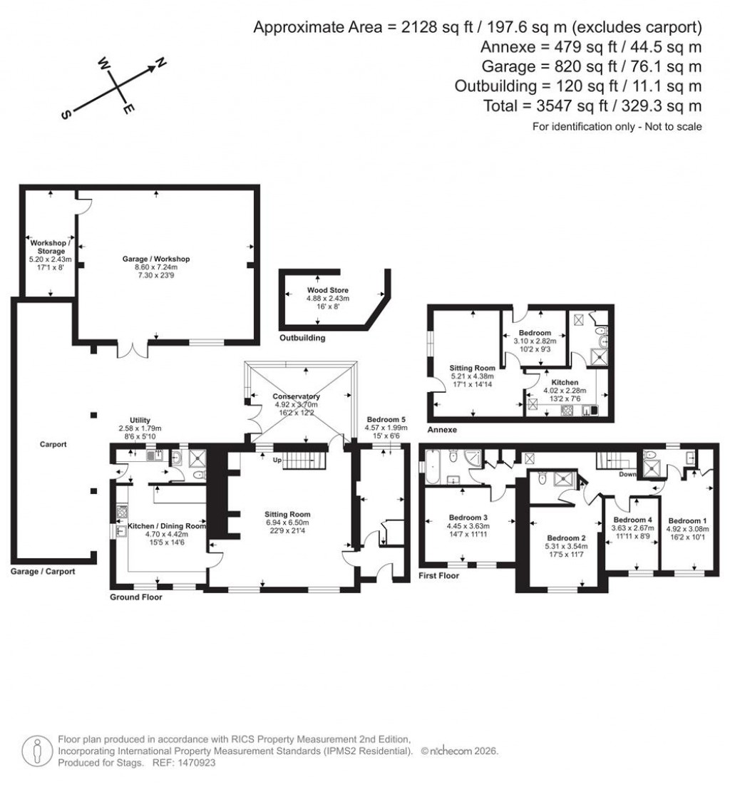 Floorplans For House, Annexe & Pool, Slipperhill Launceston