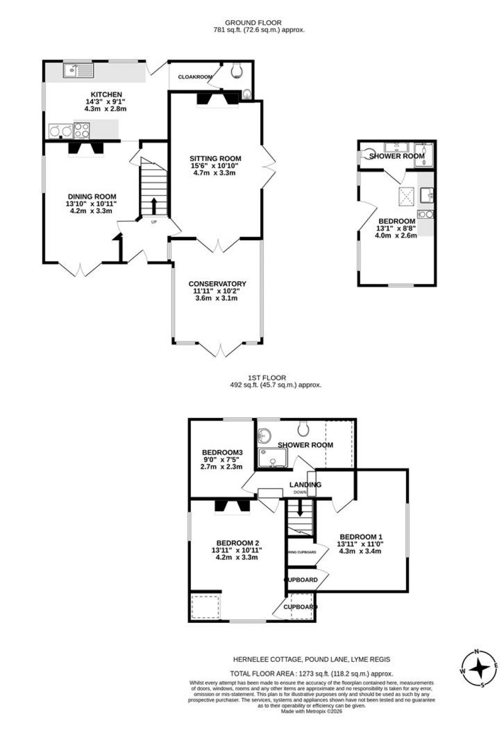 Floorplans For Pound Road, Lyme Regis