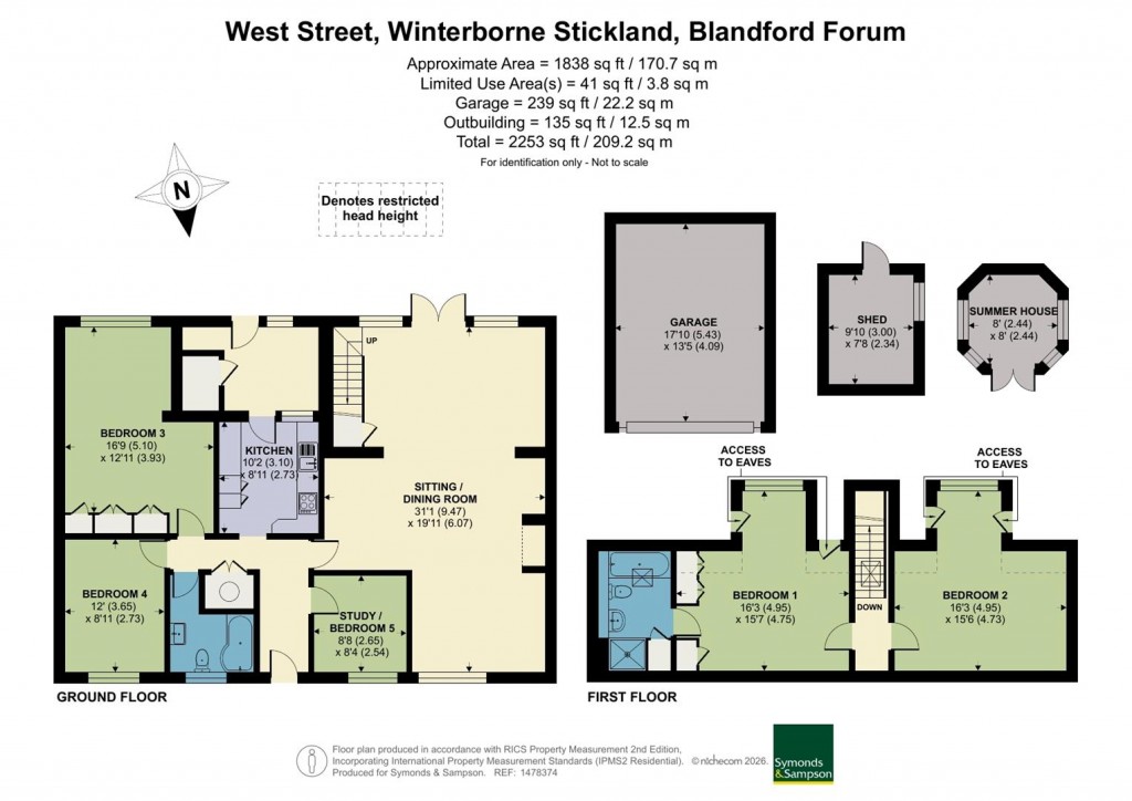 Floorplans For West Street, Winterborne Stickland, Blandford Forum