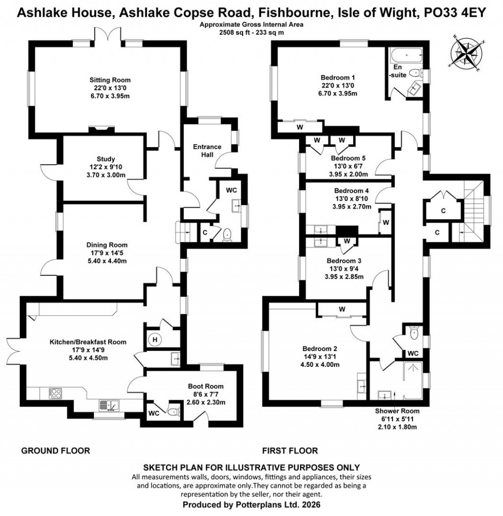 Floorplans For Fishbourne, Isle of Wight