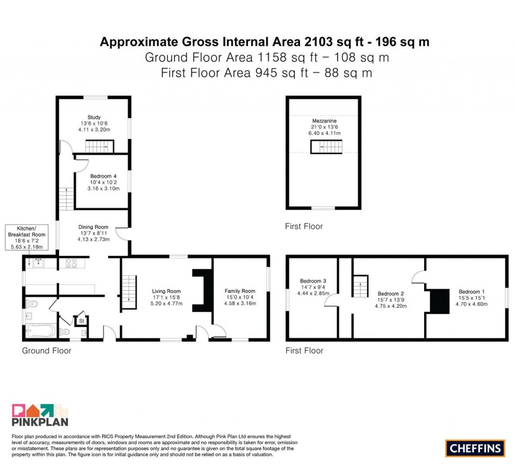 Floorplans For Crow End, Bourn, Cambridge