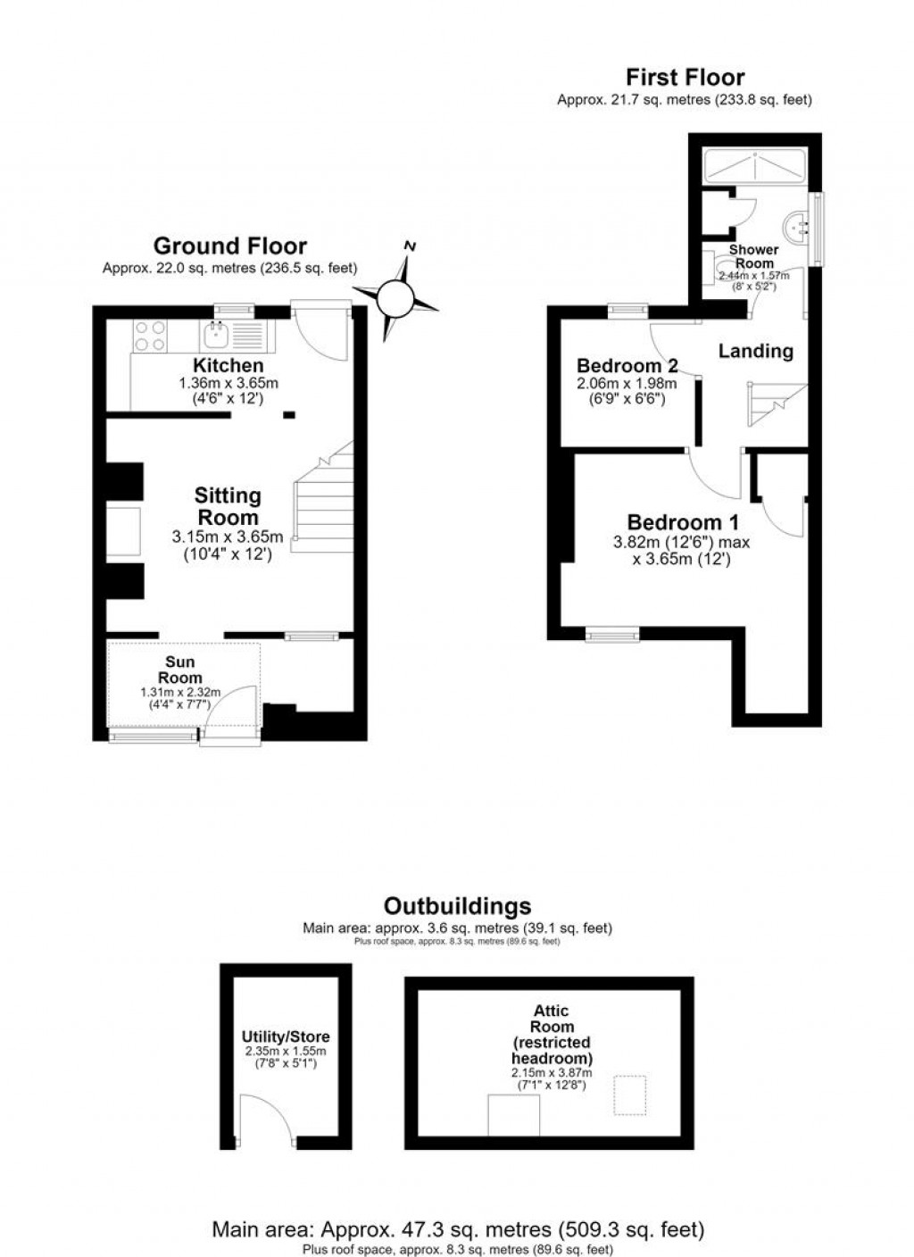 Floorplans For Honeysuckle Cottage, South Milton, Kingsbridge