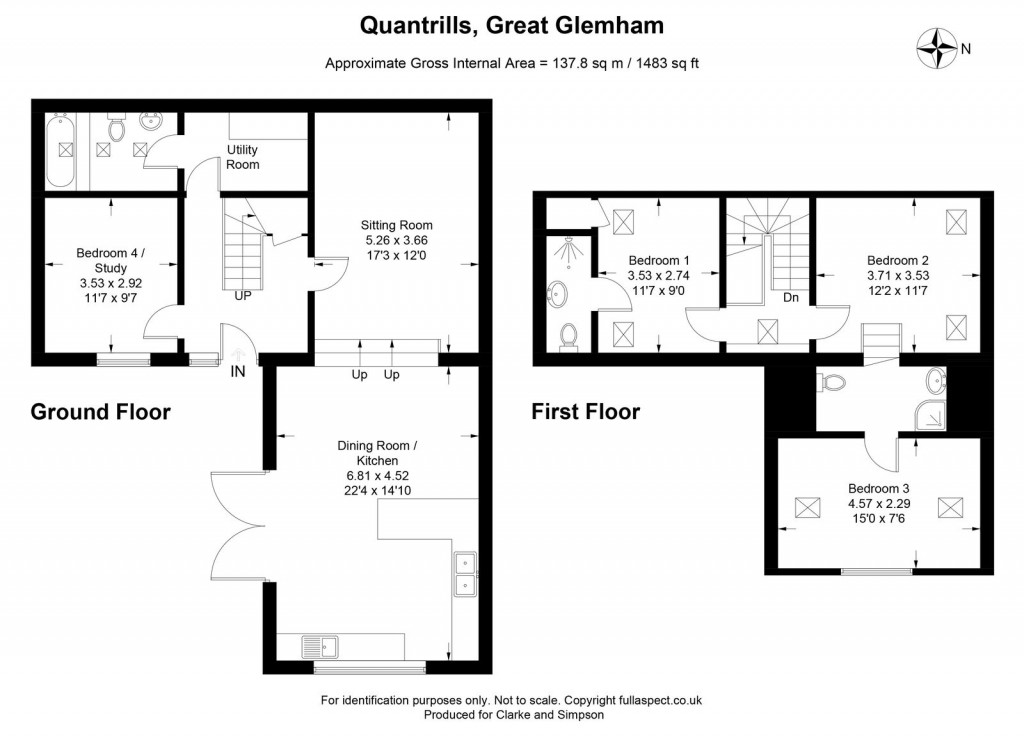 Floorplans For Great Glemham, Nr Saxmundham, Suffolk 