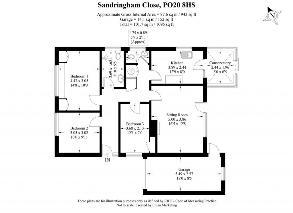 Floorplans For Sandringham Close, Bracklesham Bay, PO20