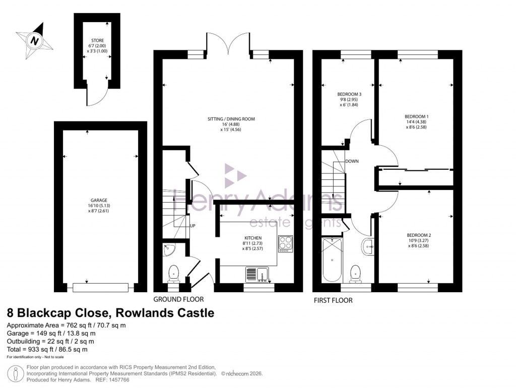 Floorplans For Blackcap Close, Rowland's Castle, PO9