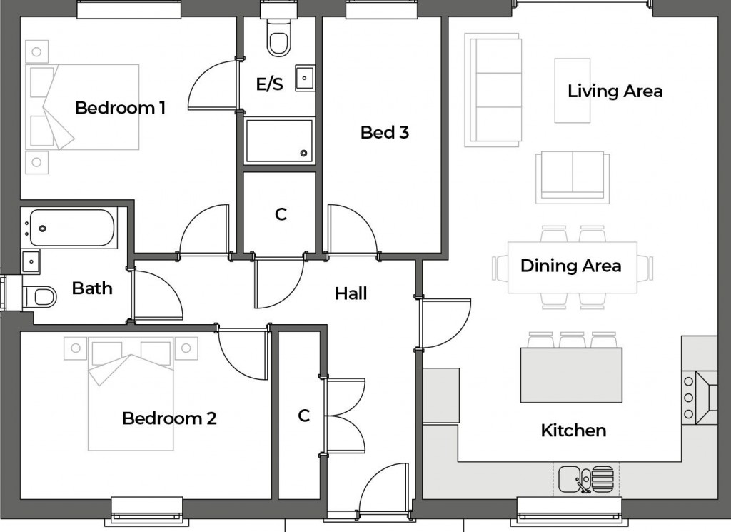 Floorplans For Bedfield, Nr Framlingham, Suffolk