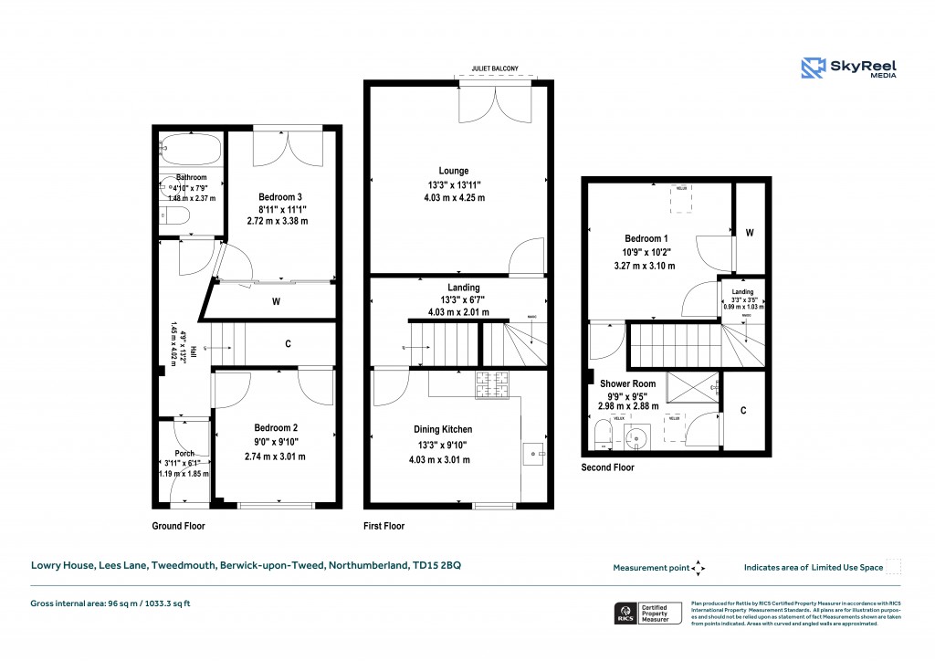 Floorplans For Lees Lane, Tweedmouth, Northumberland