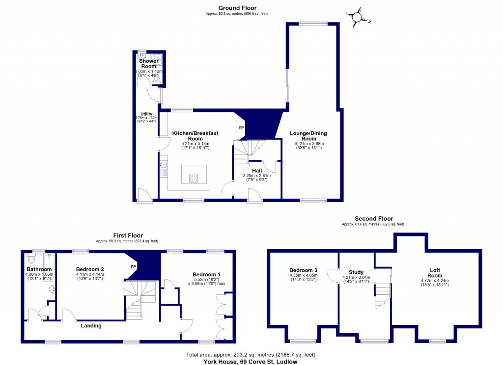 Floorplans For Corve Street, Ludlow, Shropshire