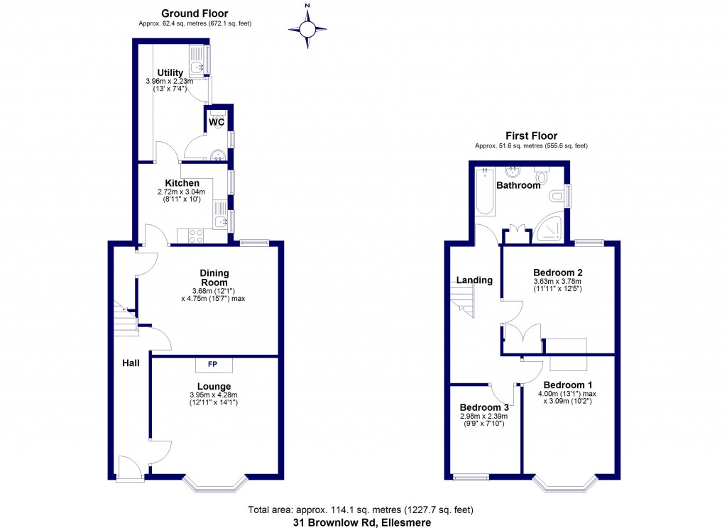Floorplans For Brownlow Road, Ellesmere, Shropshire