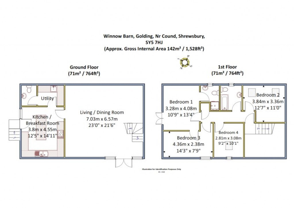 Floorplans For Golding, Nr Cound, Shrewsbury