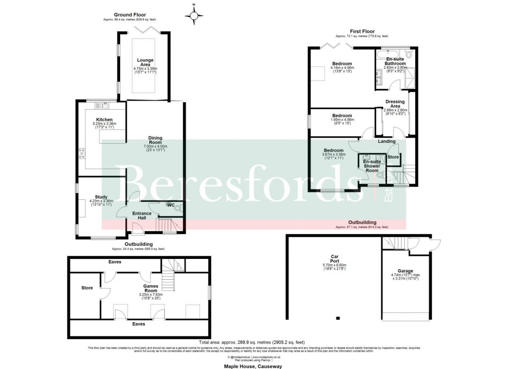 Floorplans For Causeway End, Felsted, Dunmow