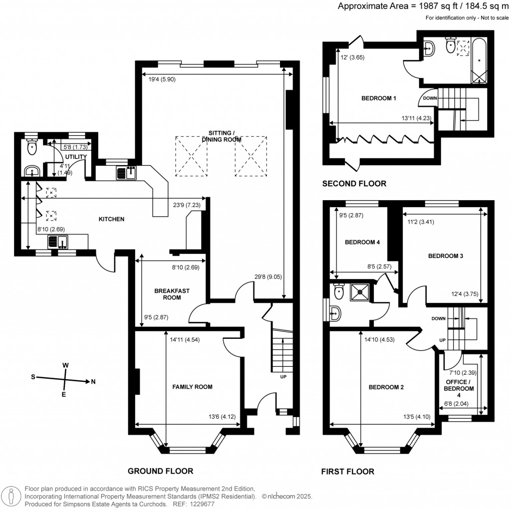 Floorplans For Hampton Court Way, Thames Ditton, KT7