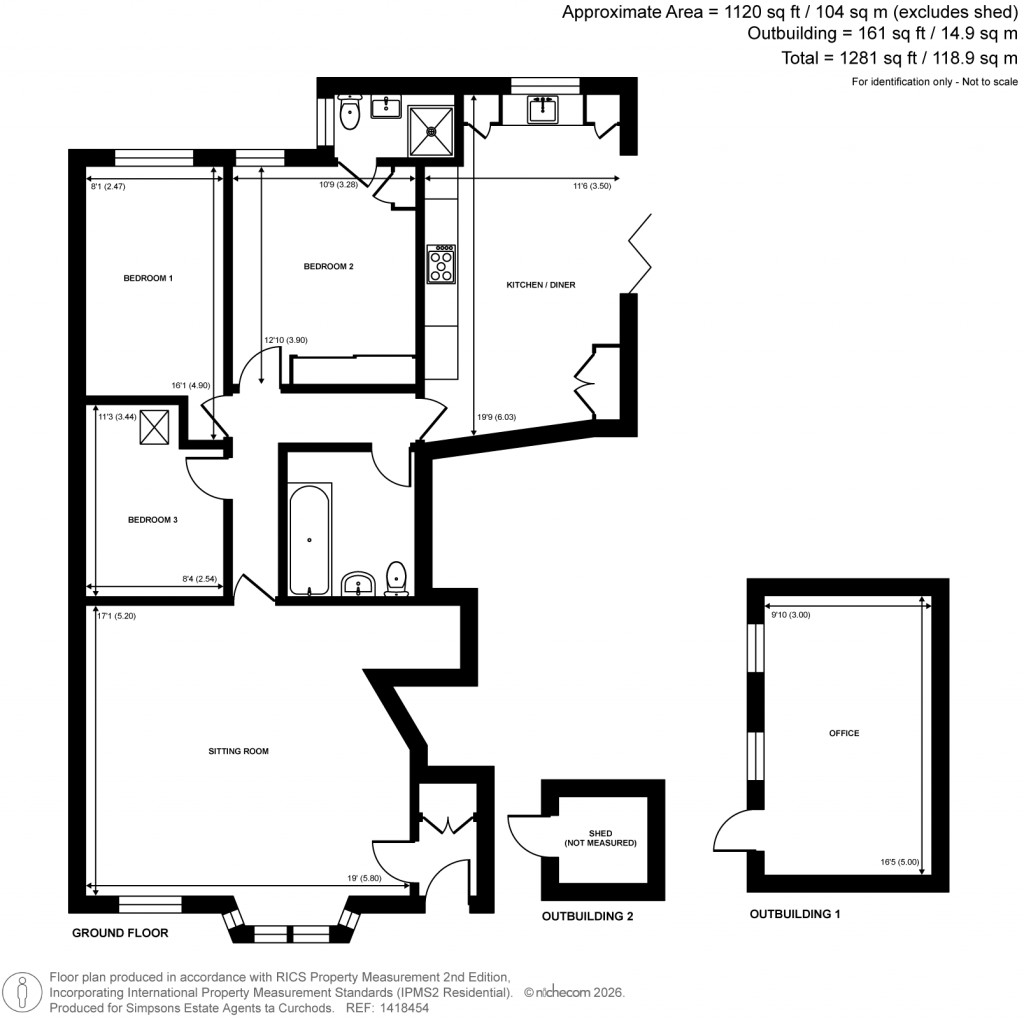 Floorplans For Warwick Road, Thames Ditton, Surrey