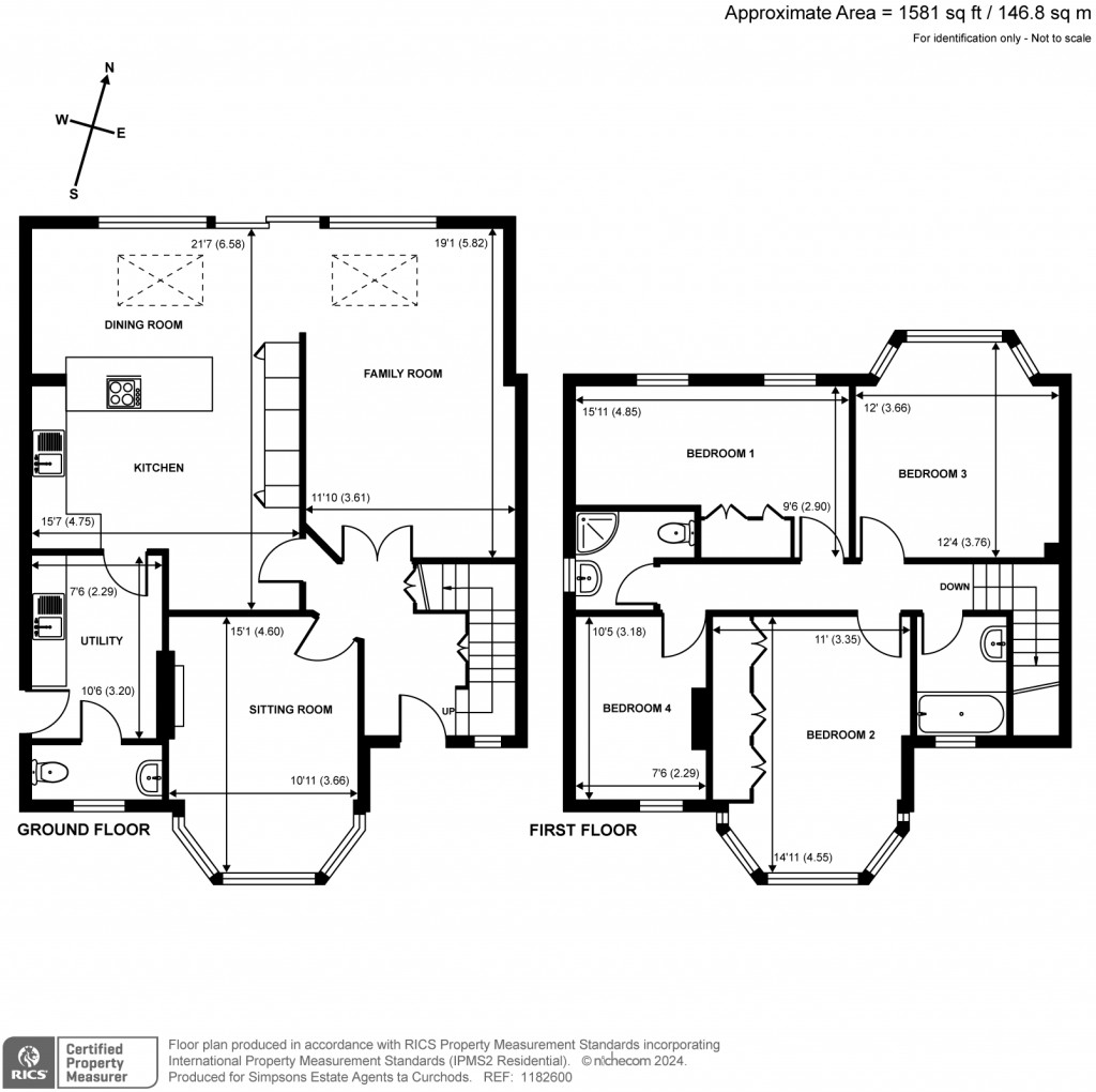 Floorplans For Manor Road North, Thames Ditton, KT7