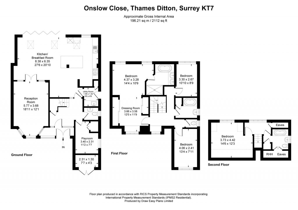 Floorplans For Onslow Close, Thames Ditton