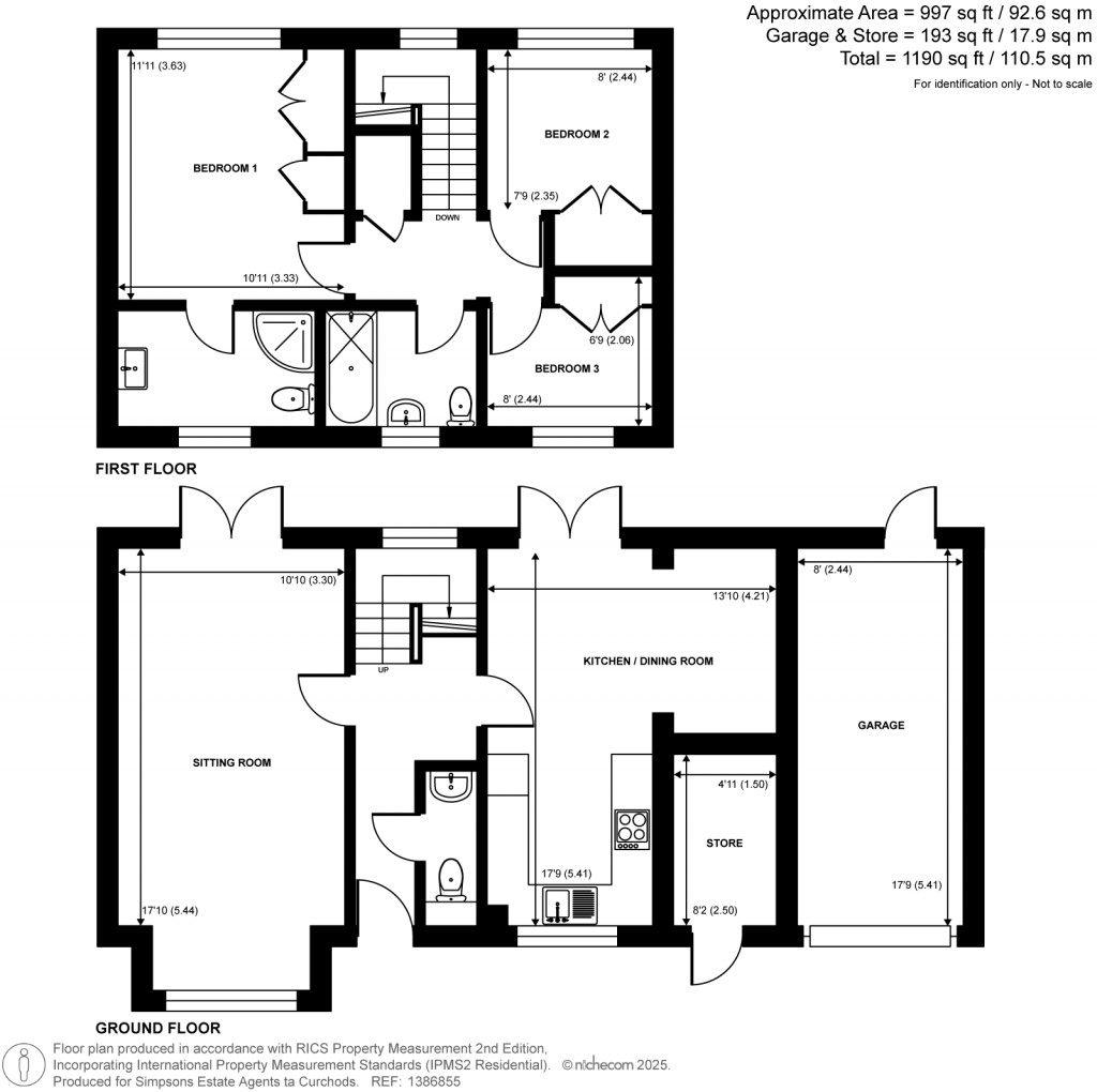 Floorplans For Birtley Road, Bramley, Guildford. Surrey
