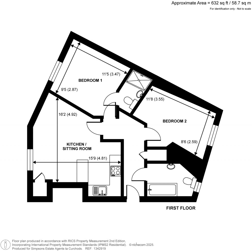 Floorplans For Harrow Close, Addlestone, Surrey
