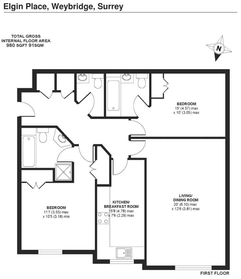 Floorplans For St. Georges Avenue, Weybridge, Surrey