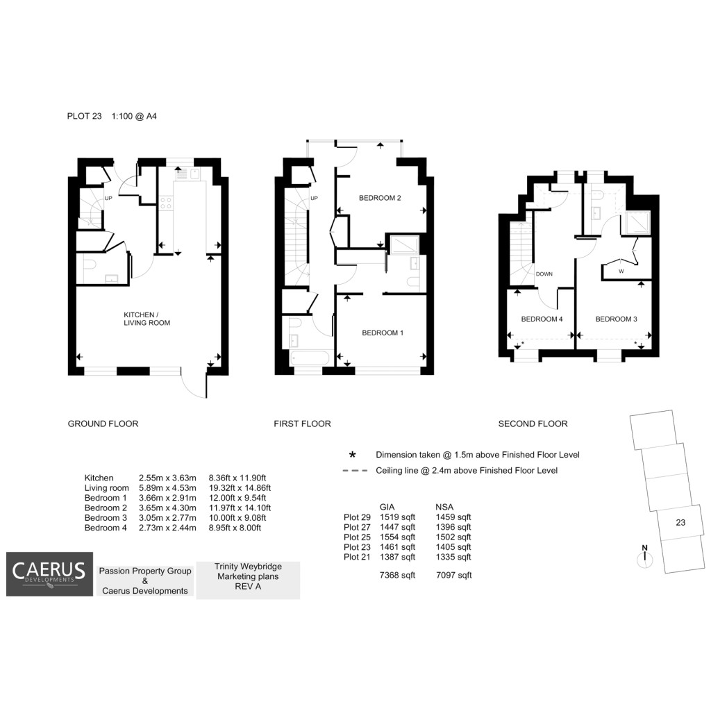 Floorplans For Trinity Terrace, 21 - 29 Thames Street, Weybridge, KT13