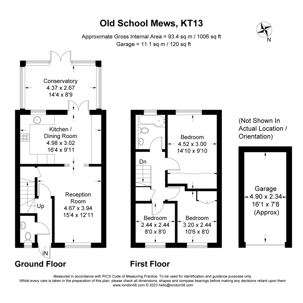 Floorplans For Old School Mews, Weybridge, Surrey