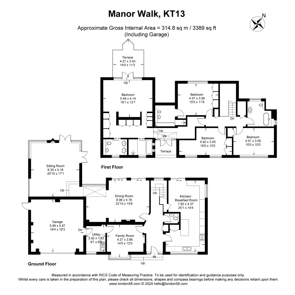 Floorplans For Manor Walk, Weybridge, KT13