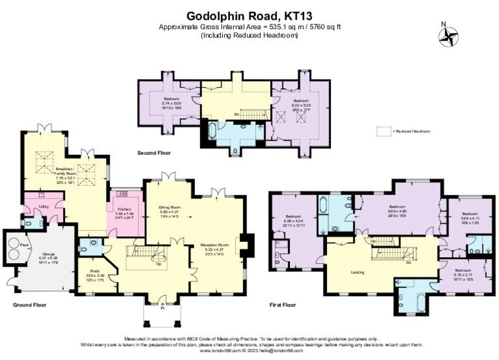 Floorplans For Godolphin Road, Weybridge, Surrey