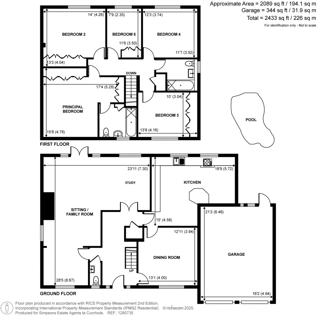 Floorplans For Marrowells, Weybridge, Surrey