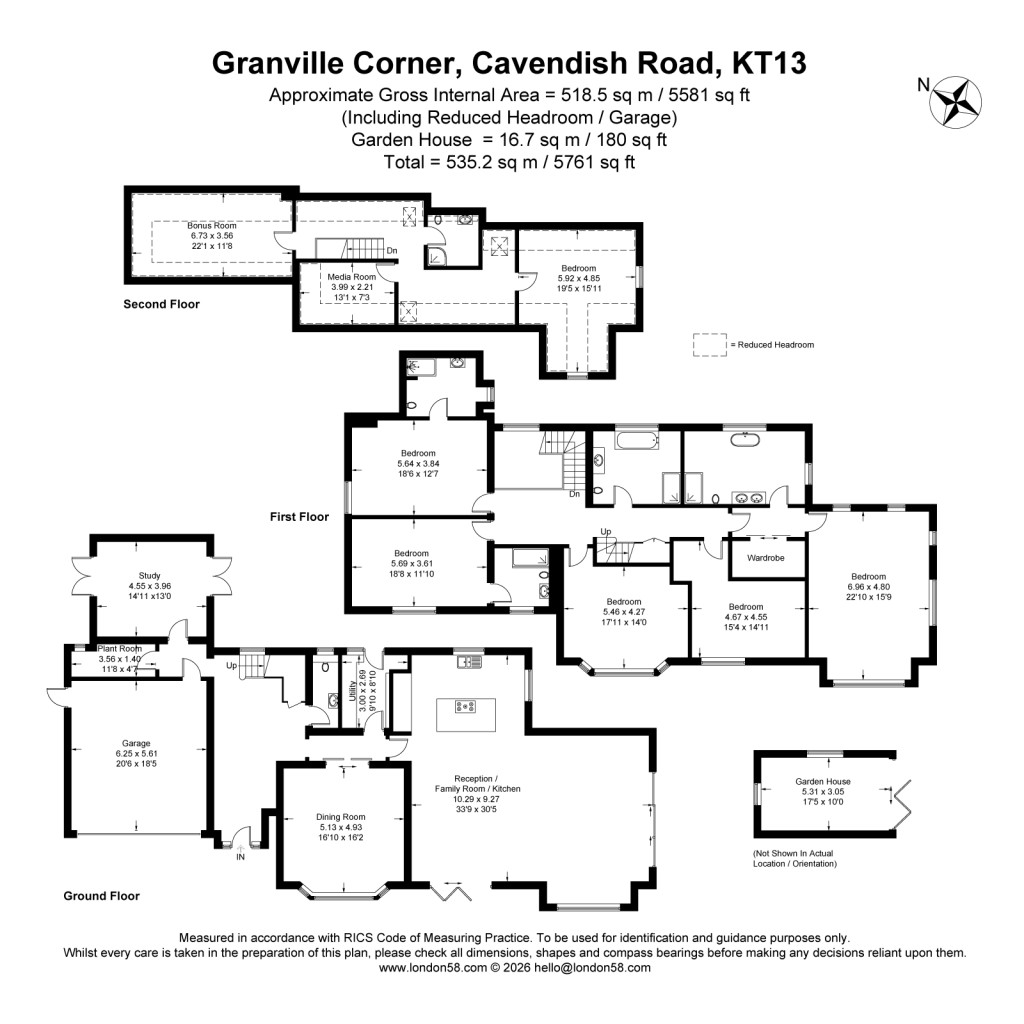 Floorplans For Cavendish Road, Weybridge, Surrey