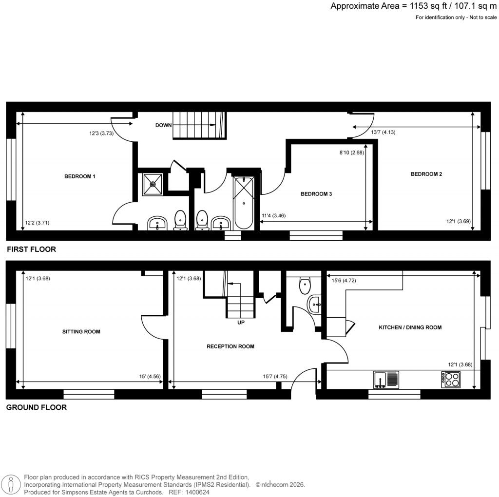 Floorplans For Rose Bank Cottages, Mayford, Surrey