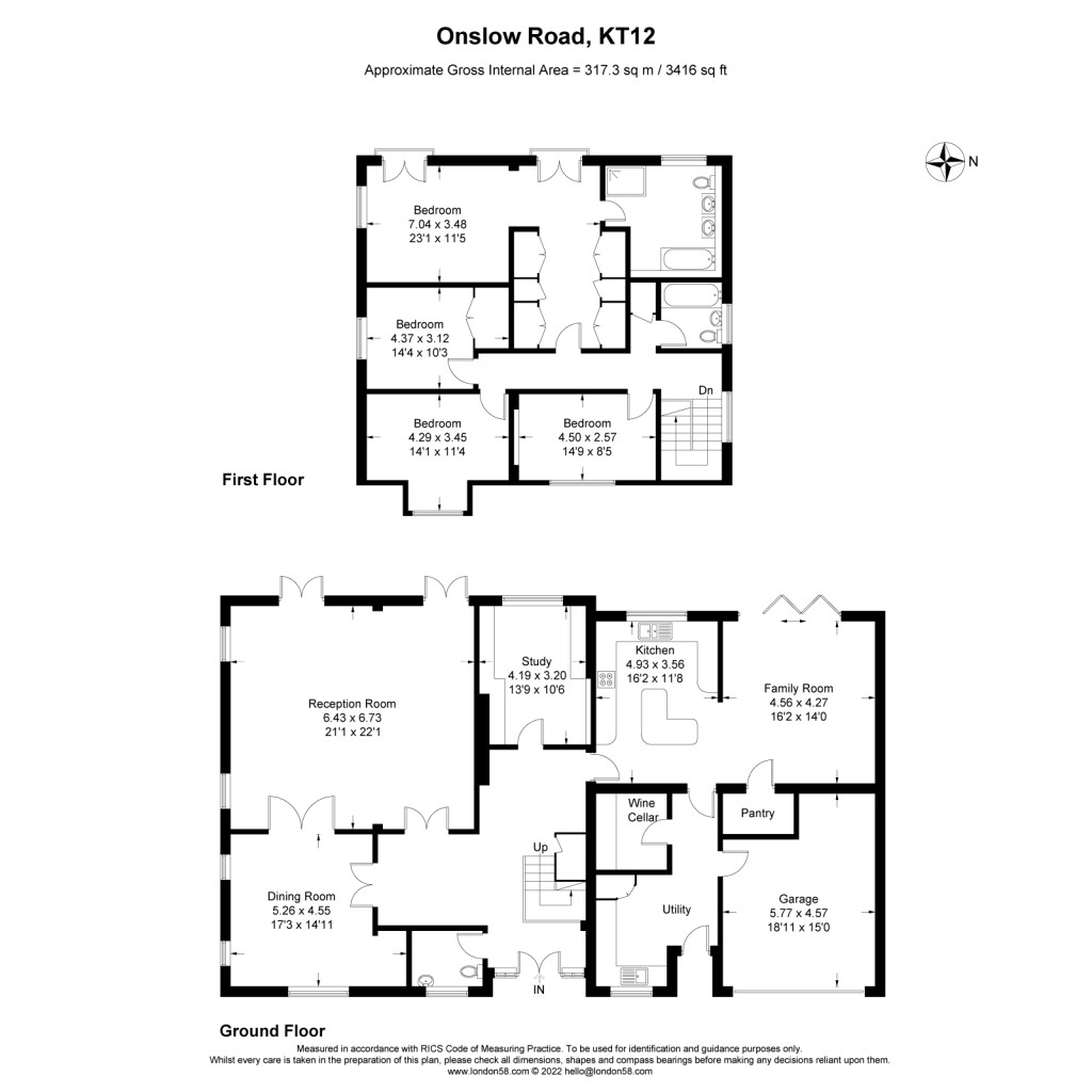 Floorplans For Onslow Road, Burwood Park, Walton-On-Thames, KT12