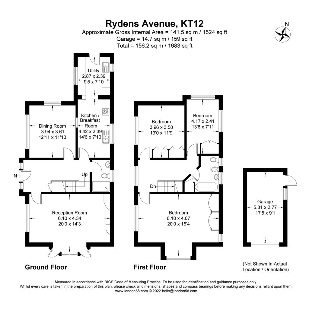 Floorplans For Rydens Avenue, Walton  On Thames, KT12