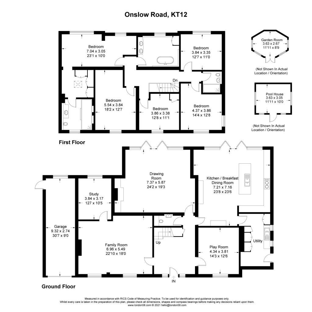 Floorplans For Onslow Road, Burwood Park, Walton On Thames, KT12