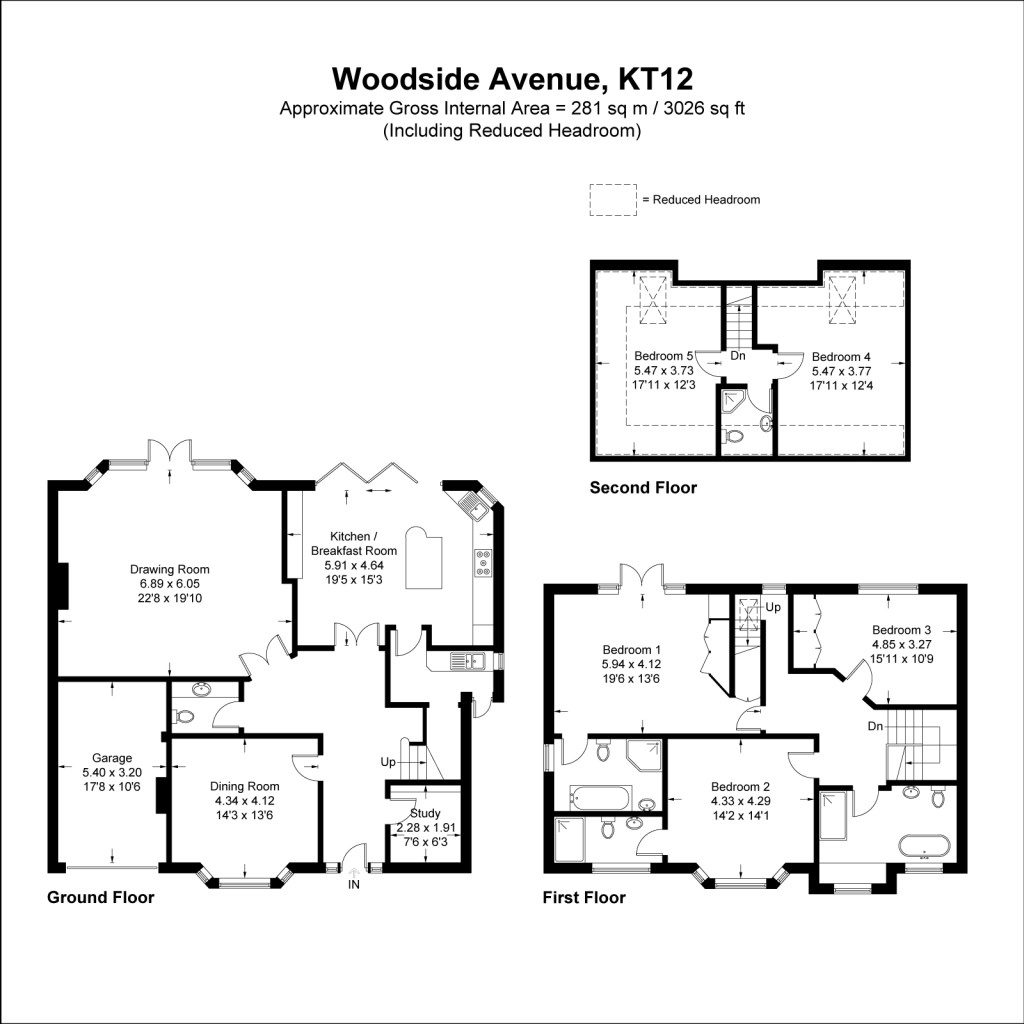 Floorplans For Woodside Avenue, Walton On Thames, KT12