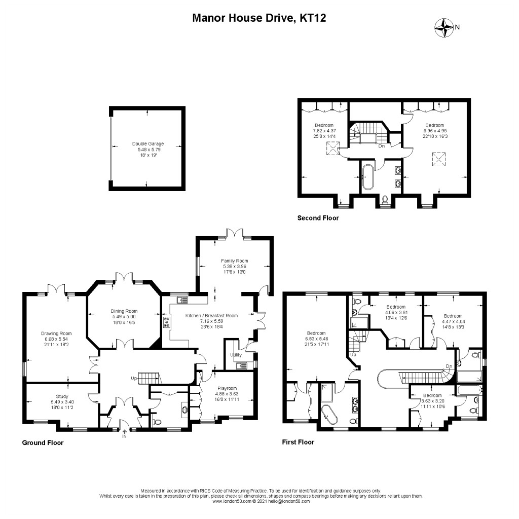 Floorplans For Manor House Drive, Burwood Park, Walton-On-Thames