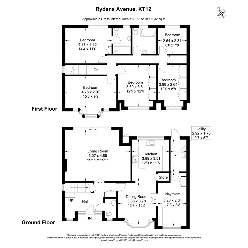 Floorplans For Rydens Avenue, Walton-On-Thames, KT12