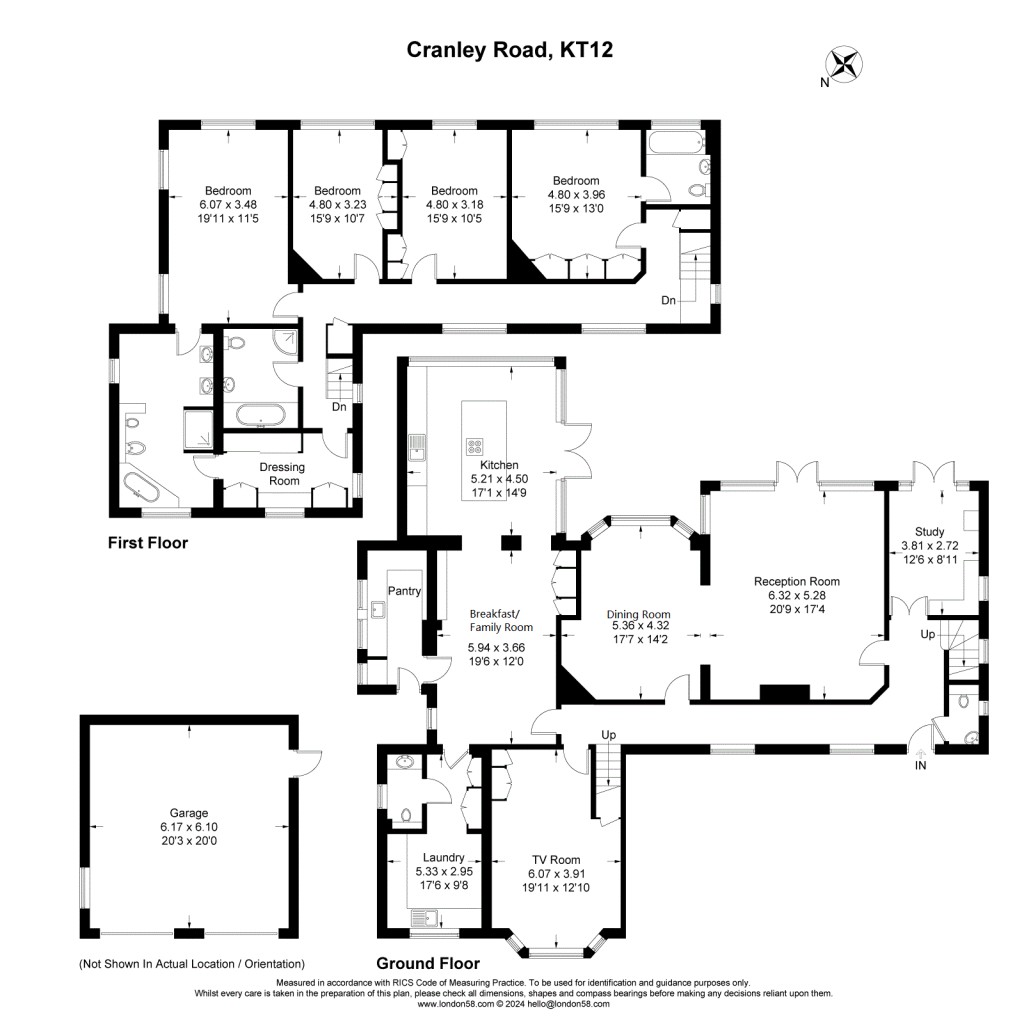 Floorplans For Cranley Road, Burwood Park, Walton-On-Thames