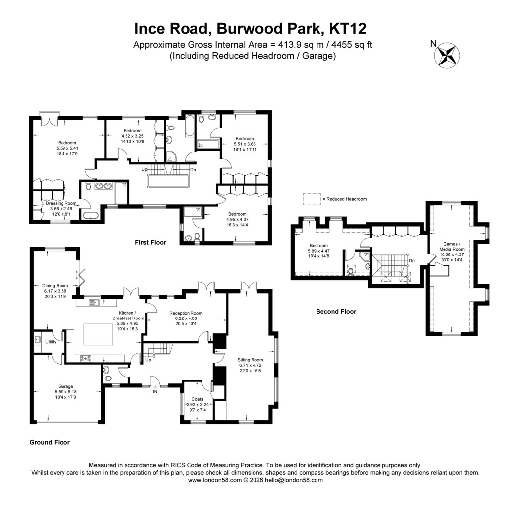 Floorplans For Ince Road, Burwood Park, Walton-On-Thames