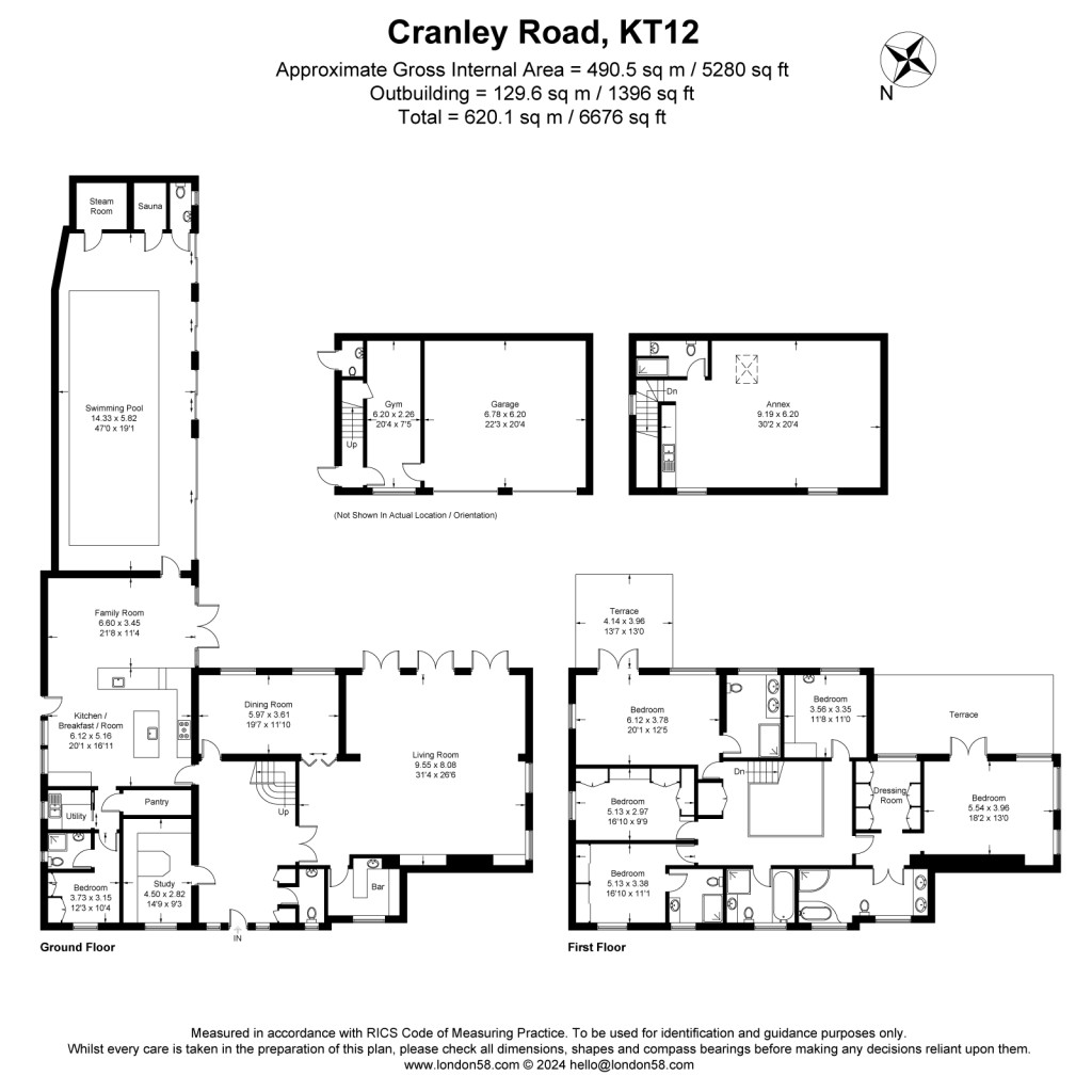 Floorplans For Cranley Road, Burwood Park, Walton-On-Thames