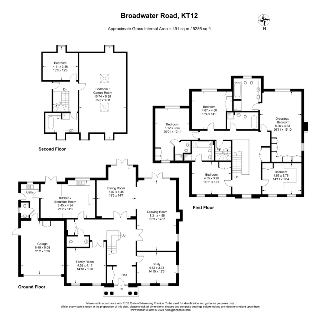 Floorplans For Broadwater Road South, Burwood Park, Walton-on-Thames, KT12