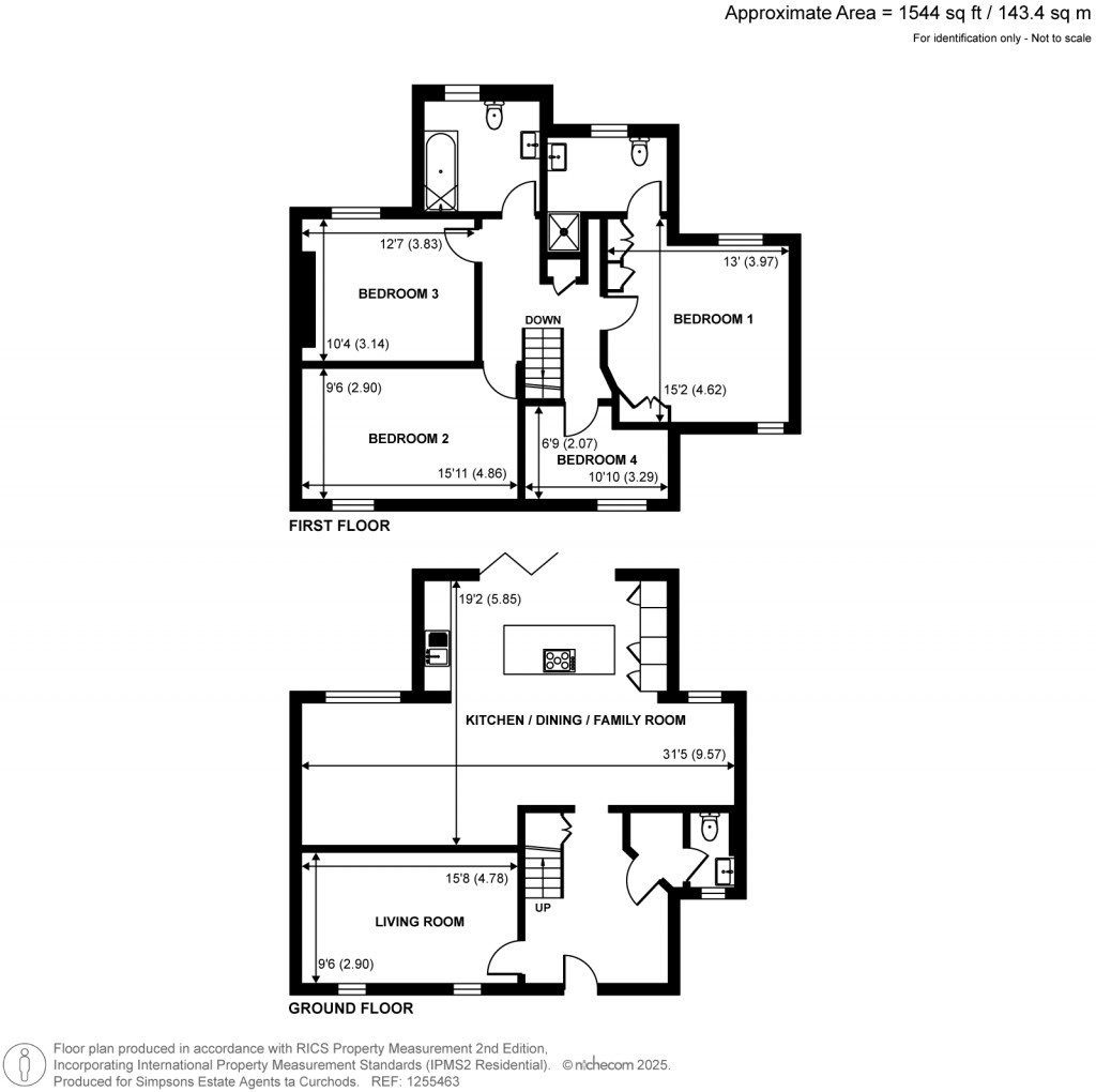Floorplans For Cottimore Crescent, Walton-On-Thames, Surrey