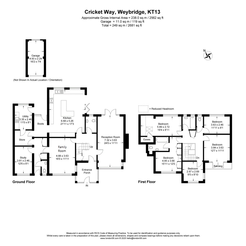 Floorplans For Cricket Way, Weybridge, Surrey