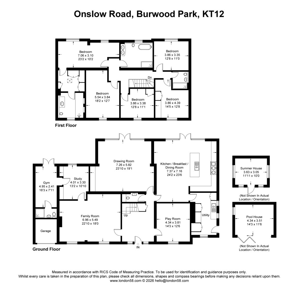 Floorplans For Onslow Road, Burwood Park, Walton-On-Thames