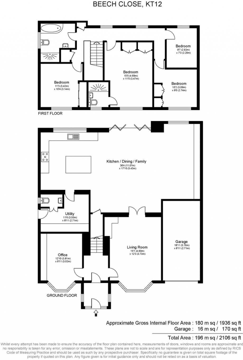 Floorplans For Beech Close, Hersham, Walton-On-Thames