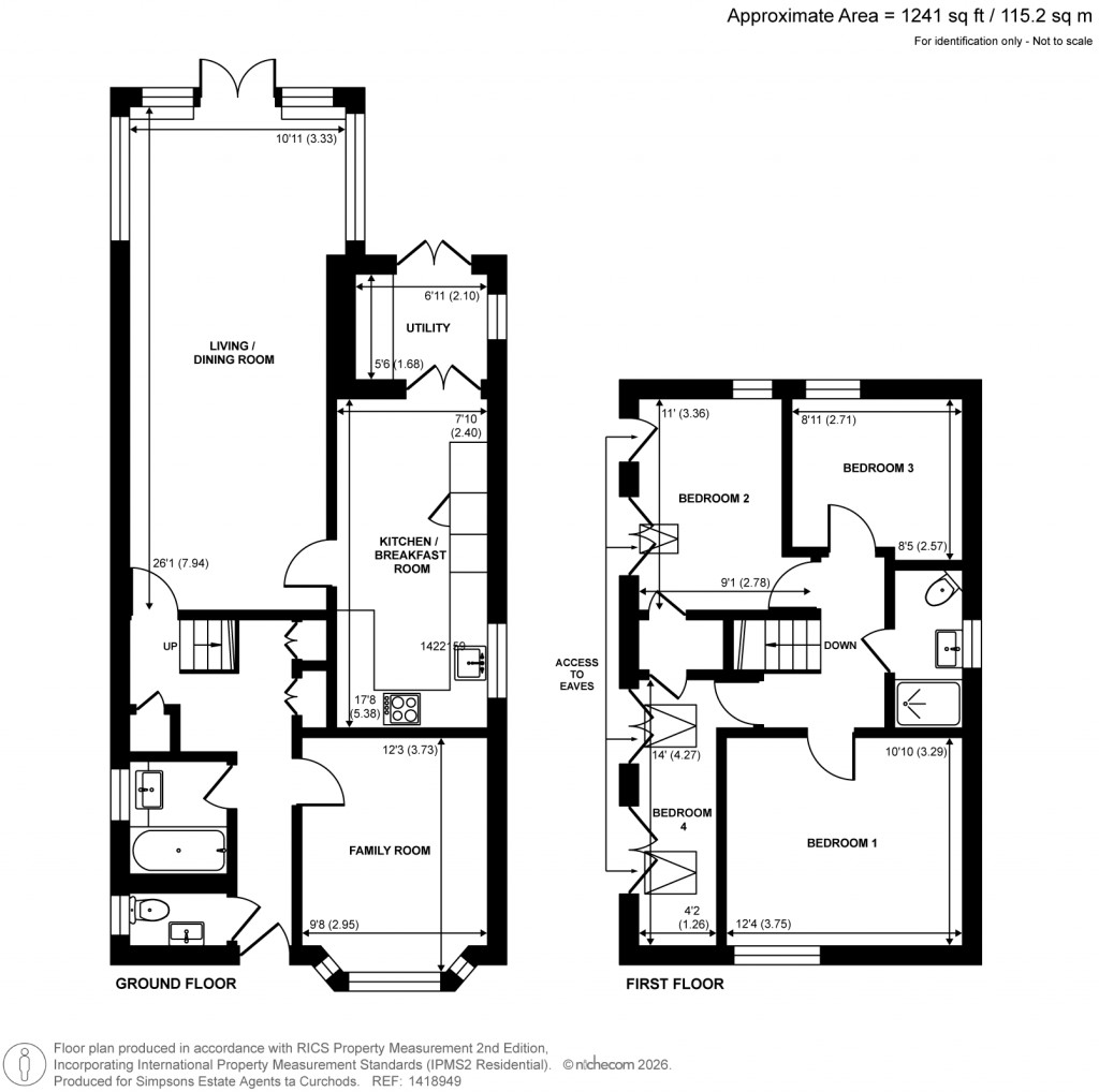Floorplans For Cottimore Crescent, Walton-On-Thames, Surrey