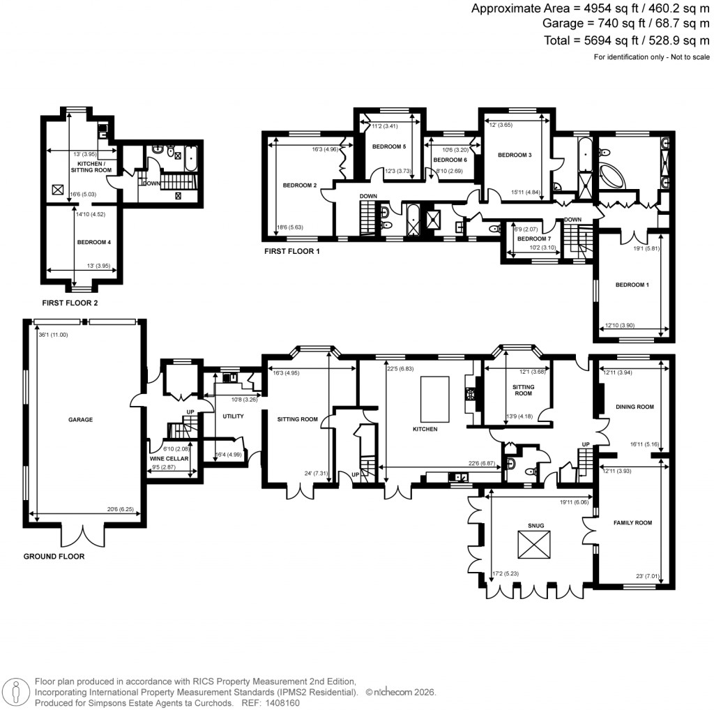 Floorplans For Broadwater Road North, Burwood Park, Walton-On-Thames