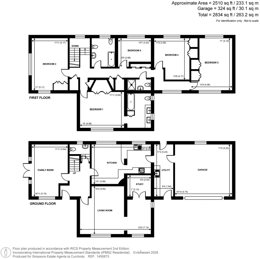 Floorplans For Broadwater Road North, Burwood Park, Walton-On-Thames