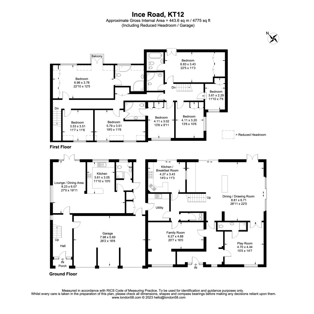 Floorplans For Ince Road, Burwood Park, Walton-On-Thames, KT12